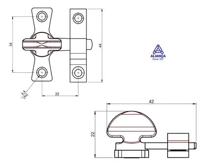 Imagem de Tranqueta Trinco Fecho Postigo 86108/2 Zi - Aliança