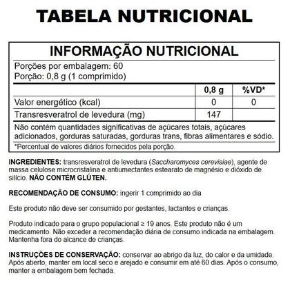 Imagem de Trans-Resveratrol 147mg 60Comp Growth Supplements Natural Sabor:Sem Sabor -