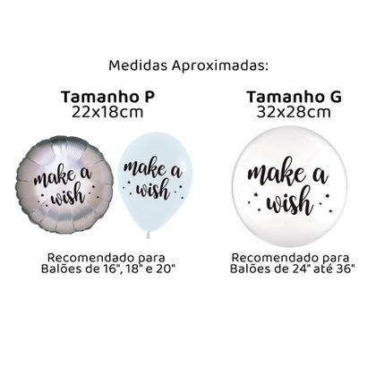 Imagem de Transfer Para Balão Lettering Ouro - Make a Wish - 01 Unidade - Cromus Balloons - Rizzo Balões