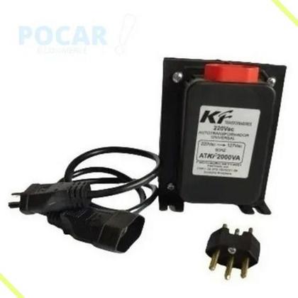 Imagem de Transformador Conversor De Voltagem 2000Va Kf Slim 110 para 220 1000W Para Ar Condicionado Geladeira