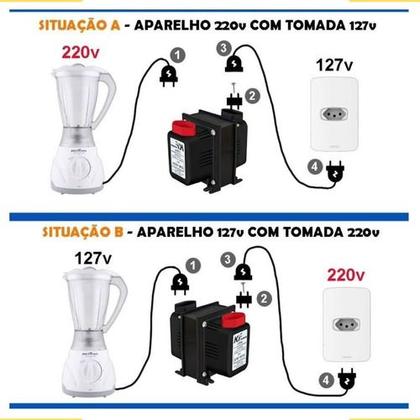 Imagem de Transformador Conversor De Voltagem 2000Va Kf Slim 110 para 220 1000W Para Ar Condicionado Geladeira