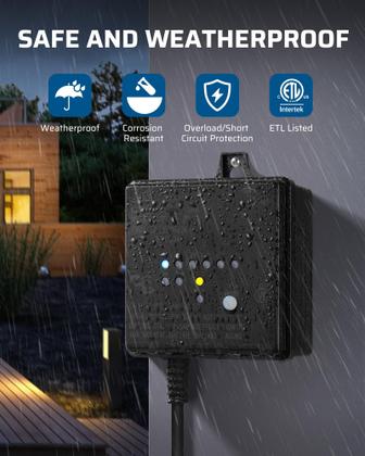 Imagem de Transformador DEWENWILS 60W 120V AC para 12V DC com temporizador e sensor