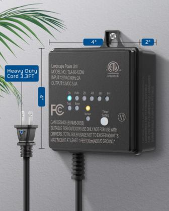 Imagem de Transformador DEWENWILS 60W 120V AC para 12V DC com temporizador e sensor