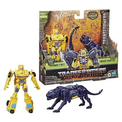 Imagem de Transformadores de brinquedo Rise of the Beasts Bumblebee e Snarlsaber