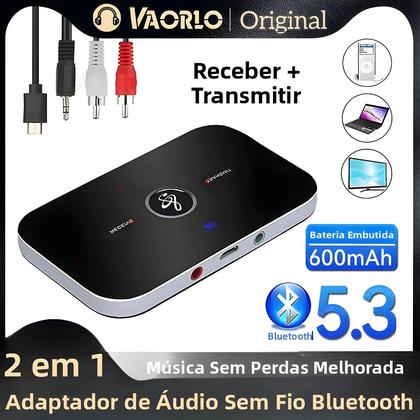 Imagem de Transmissor E Receptor De Áudio Bluetooth 5.3 Com Conector AUX De 3.5mm, Dongle USB Adaptador Sem