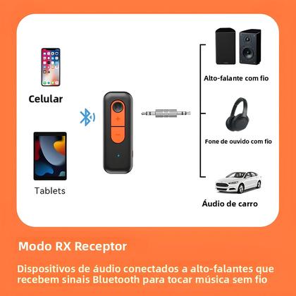 Imagem de Transmissor E Receptor De Áudio Bluetooth 5.4 Adaptador Sem Fio 3.5MM AUX Para Carro Avião TV PC