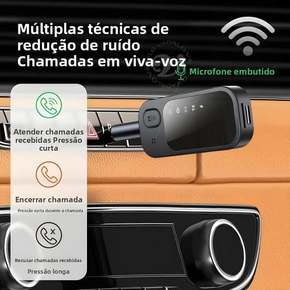 Imagem de Transmissor E Receptor De Áudio Bluetooth 5.4 Adaptador Sem Fio Dual Stream Com Entrada AUX De 3.5mm