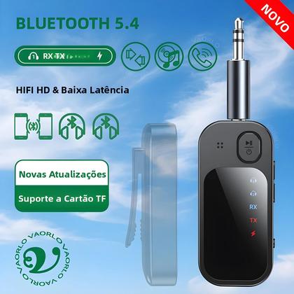 Imagem de Transmissor E Receptor De Áudio Bluetooth 5.4 Adaptador Sem Fio Dual Stream Com Entrada AUX De 3.5mm