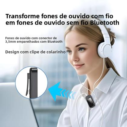 Imagem de Transmissor E Receptor De Áudio Bluetooth 5.4 Adaptador Sem Fio Dual Stream Com Entrada AUX De 3.5mm