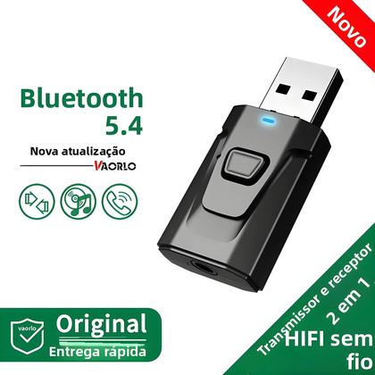 Imagem de Transmissor E Receptor De Áudio Bluetooth 5.4 USB Adaptador Sem Fio 35mm AUX RCA Para TV PC Fones De