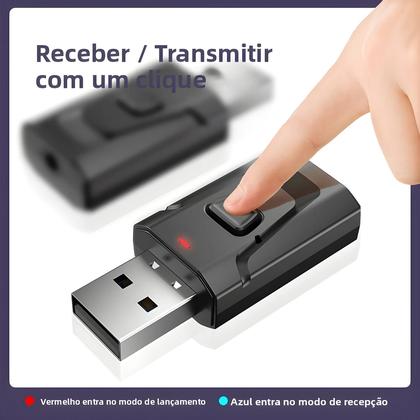 Imagem de Transmissor E Receptor De Áudio Bluetooth 5.4 USB Adaptador Sem Fio 35mm AUX RCA Para TV PC Fones De