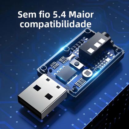 Imagem de Transmissor E Receptor De Áudio Bluetooth 5.4 USB Adaptador Sem Fio 35mm AUX RCA Para TV PC Fones De