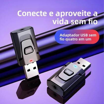 Imagem de Transmissor E Receptor De Áudio Bluetooth 5.4 USB Adaptador Sem Fio 35mm AUX RCA Para TV PC Fones De