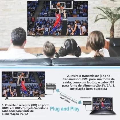Imagem de Transmissor E Receptor De Vídeo HDMI Sem Fio Extensor Adaptador Dongle Para PC Câmera Laptop