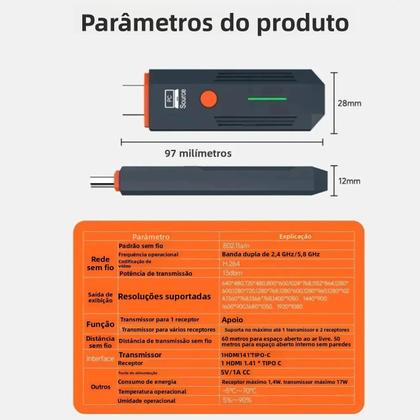 Imagem de Transmissor E Receptor HDMI Sem Fio 1080P Cabo Extensor De 50M Para Espelhamento De Tela De Câmera