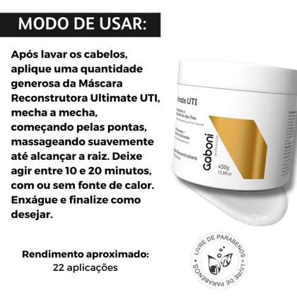 Imagem de Tratamento Profissional de Reconstrução Intensa - Shampoo 950ml + Máscara 450g Ultimate UTI Gaboni