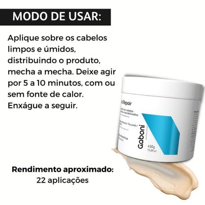 Imagem de Tratamento Profissional de Reparação e Nutrição Intensa - Shampoo 950ml + Máscara 450g Total Repair Gaboni