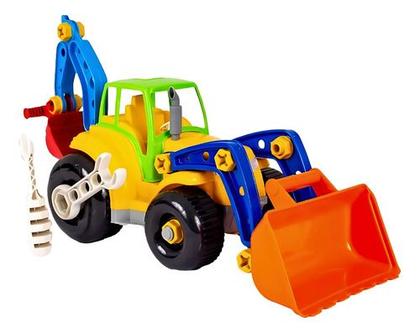 Imagem de Trator Brinquedo Didático Retroescavadeira Desmontavel