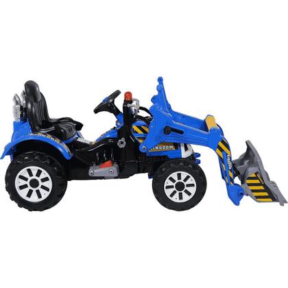 Imagem de Trator Carrinho Escavadeira Infantil Azul 12V BEL