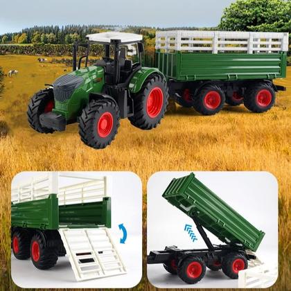 Imagem de Trator de brinquedo com reboque Peagprav Farm Toys 1/24 Scale 42cm