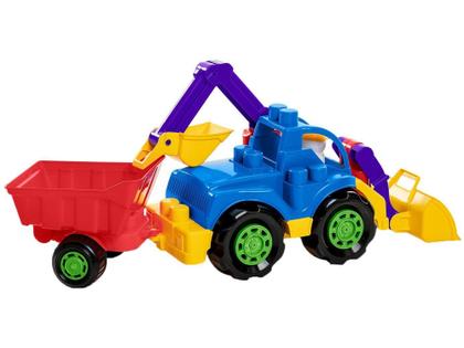 Imagem de Trator de Brinquedo Rodadinhos Blocks Completo - Roda Livre Ta Te Ti com Acessórios