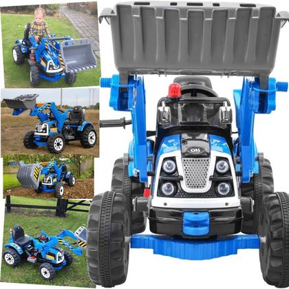 Imagem de Trator Eletrico com Pa Escavadeira Belfix Kingdom 12V Azul