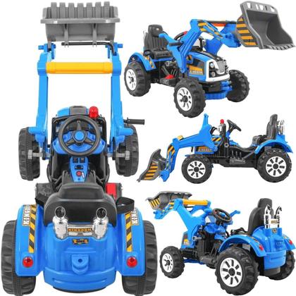 Imagem de Trator Eletrico com Pa Escavadeira Belfix Kingdom 12V Azul