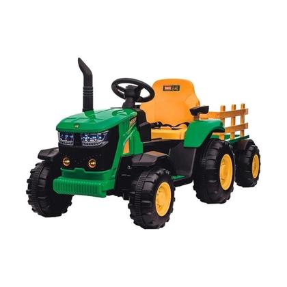 Imagem de Trator Elétrico Infantil Verde E Amarelo 12V Com Carreta C/R