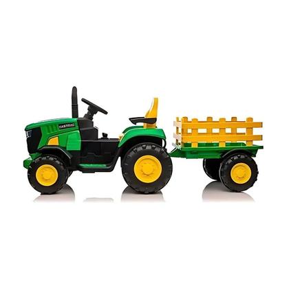 Imagem de Trator Elétrico Infantil Verde E Amarelo 12V Com Carreta C/R