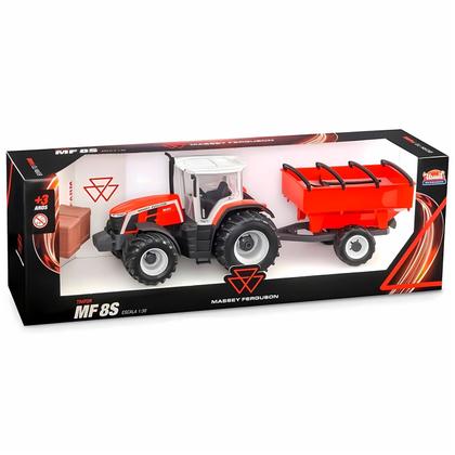 Imagem de Trator Massey Ferguson Modelo MF8S Graneleiro Vermelho Colecionável Com Carreta Removivel  Usual