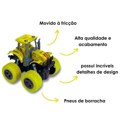 Imagem de Trator Tração 4x4 C/ Motor À Fricção 360 Carro Carrinho - Faz Manobras Super Iradas - Bee Toys