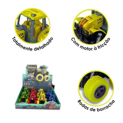 Imagem de Trator Tração 4x4 C/ Motor À Fricção 360 Carro Carrinho - Faz Manobras Super Iradas - Bee Toys