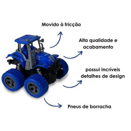 Imagem de Trator Tração 4x4 C/ Motor À Fricção 360 Carro Carrinho - Faz Manobras Super Iradas - Bee Toys