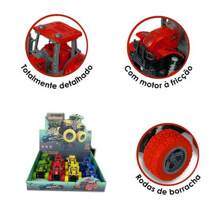 Imagem de Trator Tração 4x4 C/ Motor À Fricção 360 Carro Carrinho - Faz Manobras Super Iradas - Bee Toys