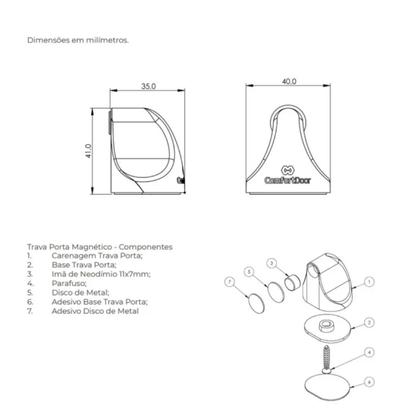 Imagem de Trava Fixador Porta Vidro Madeira Magnético Comfort Door Sem Furar O Chão Com Adesivo Oferta