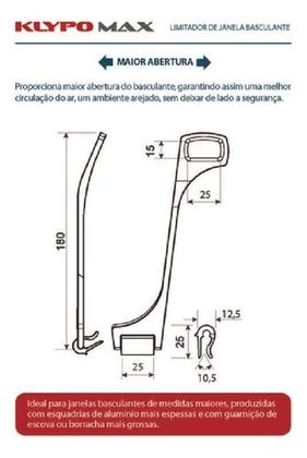 Imagem de Trava Limitador de Abertura 13cm para Janela MaximAr e Basculante  ABS com Proteção UV