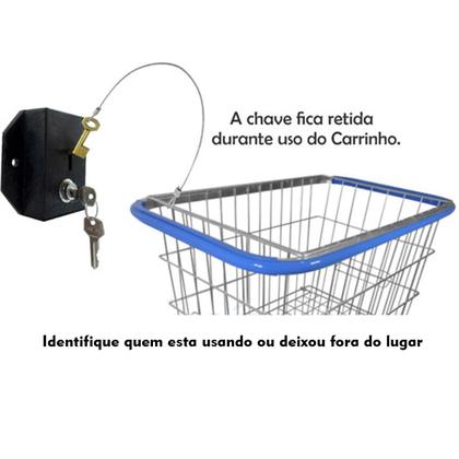 Imagem de Trava Para Controle De Carrinho De Compra P/ Condomínio + 1 Chave