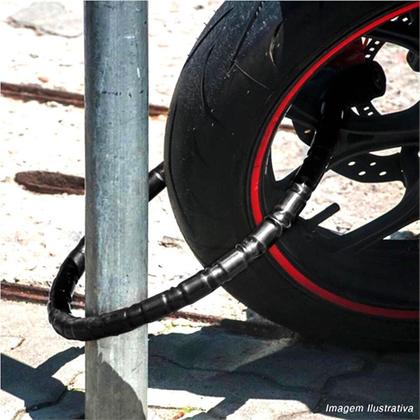 Trava Para Moto Com Cabo de Aço Encapado 12mmx100cm Sortido - Yara Eletrônicos Imagem de Trava Para Moto Com Cabo de Aço Encapado 12mmx100cm Sortido