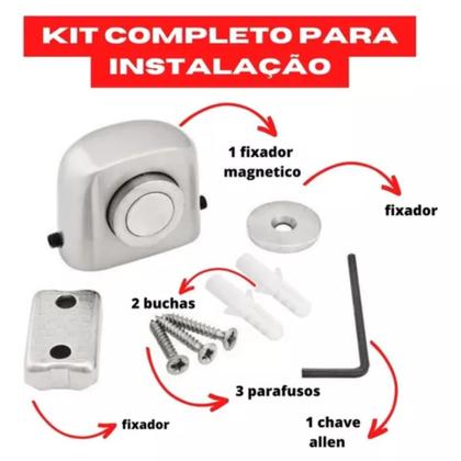 Imagem de Trava Porta Fixador De Porta Aluminio C/ Imã Não Deixa Bater Ideal Resistente