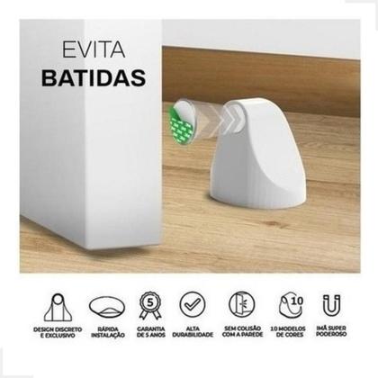 Imagem de Trava porta magnético adesivo proteção móveis batente chão