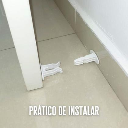 Imagem de Trava Porta Prendedor Fixador Adesivo Parede Rodapé Marrom