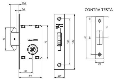 Imagem de Trava Segurança Tetra Porta Correr 3F 430 Dupla Inox Cromado