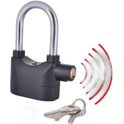 Imagem de Trava Sirene 110Db Anti-Furto Moto Portão Aço Corrente Prova