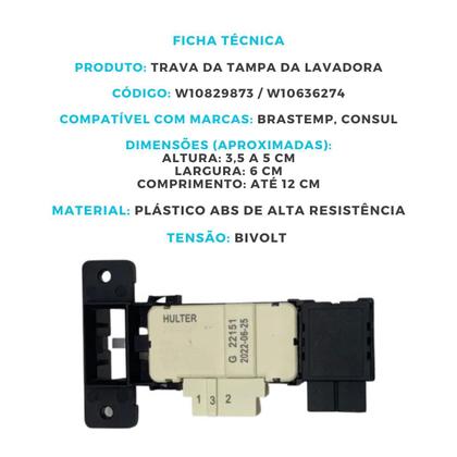 Imagem de Trava Tampa Lavadora Brastemp Bwh15 Bws15 Bwn15 W10636274