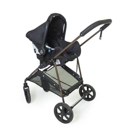 Travel System Galzerano Carrinho de Bebê Napoli Preto com Cobre Imagem de Travel System Galzerano Carrinho de Bebê Napoli Preto com Cobre