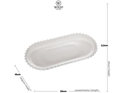 Imagem de Travessa 30 cm de cristal transparente Oval Pearl Wolff - 28384