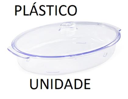 TRAVESSA ACRÍLICA PLÁSTICO OVAL PEQUENA COM TAMPA 19X28cm unidade - TASIL Imagem de TRAVESSA ACRÍLICA PLÁSTICO OVAL PEQUENA COM TAMPA 19X28cm unidade