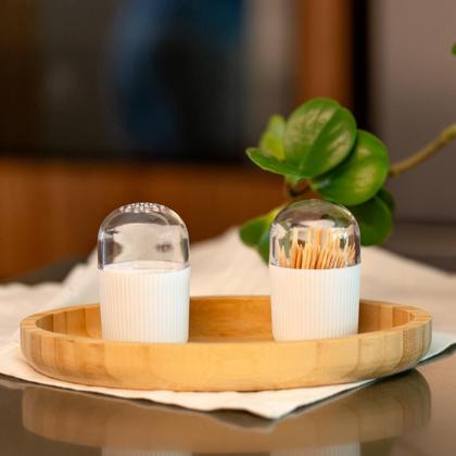 Imagem de Travessa de Bambu 23x15cm Plasvale Petisqueira Bandeja Oval Multiuso para Servir Decorar