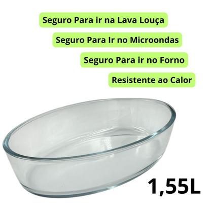 Imagem de Travessa de Vidro Temperado Oval Borossilicato 1,55L Ecos