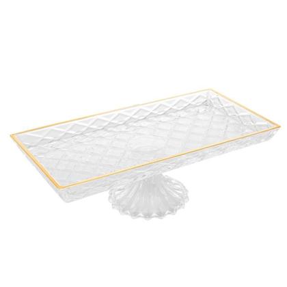 Imagem de Travessa Lyor de Cristal C/ Pé e Fio de Ouro Deli Diamond
